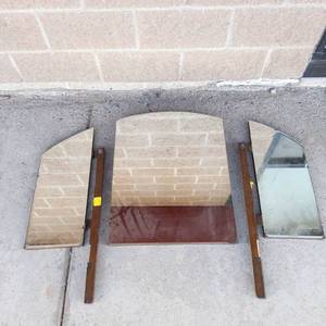 Vintage Wood Framed Mirror Panels (Lot of 3)