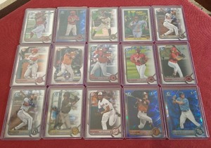 (15) Bowman Baseball Prospect Cards - Refractors, Sapphire, Etc