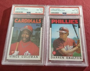 (2) PSA Graded 1986 Topps Cards - Daulton & Coleman