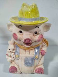 Treasure Craft Farmer Pig Cookie Jar