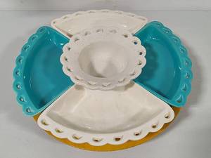 MCM California Pottery Lazy Susan Snack Tray Set