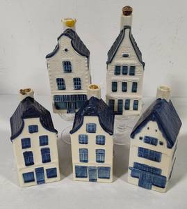 Five Blue Delfts for Rynbende Distilleries Houses