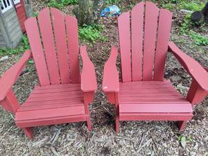 Pair of Red Adirondack Chairs  Saturday Pick Up in Plymouth - See Removal Tab for Specifics