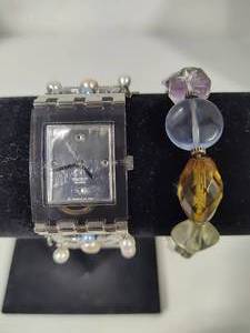 Ladies Stretchy Swatch Watch & Bracelet