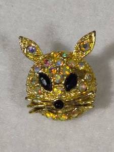 Vintage Cat Sparkly Brooch