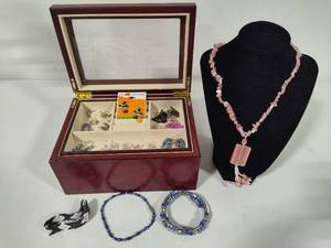 Small Jewelry Box wAssorted EarringsNecklaceBracelets