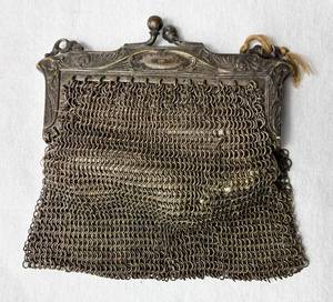 Antique German Silver Chainmail Mesh Small Purse