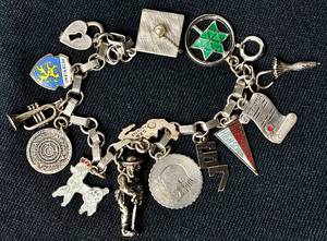 Vintage Charm Bracelet with Souvenir and Personalized Sterling Silver Charms