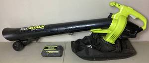 Cordless Ryobi Vac Attack Leaf Mulcher Model RY40405 5Amp with 40V Lithium Ion Battery