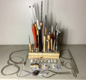 Lathe Collection - Wood Lathe and Turning & Measuring Tools, Chisels, Chisel Tips and Calipers