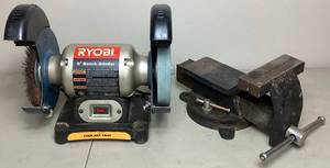 Ryobi 6 Bench Grinder and 6 Bench Vise