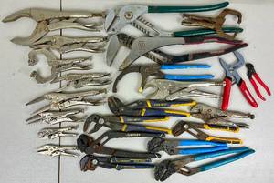 Pliers Aplenty Lot - Tongue & Groove, Vise Grips, Channel Lock, Self Adjusting Pliers and More