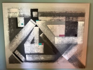 Signed Abstract Painting 50 X 40 in