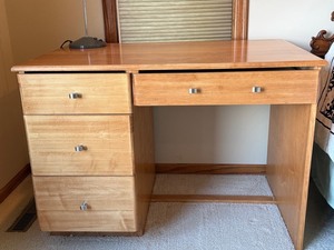 Wooden 3-Drawer Desk, Handcrafted