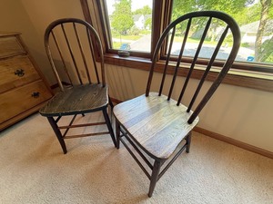 Wooden Spindle Back Dining Chairs (Lot of 2), Handcrafted