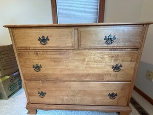 Wood Dresser With Brass Pulls, Handcrafted