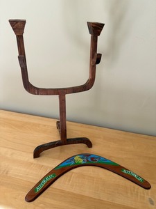 Handmade Boomerang & Display Stand (Lot of 2)