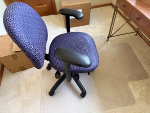 Purple Patterned Office Chair With Adjustable Arms, includes floor mat