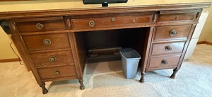 Wood Executive Desk With Multiple Drawers