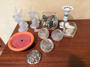 Mixed Lot Decorative Glass Candleholders & Angel Figurines