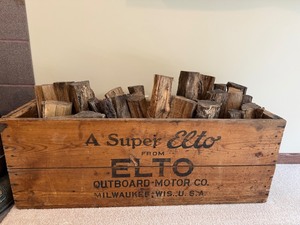 Vintage Elto Wooden Firewood Crate With Logs