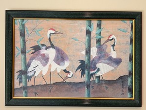Framed Crane Artwork 36 X 26 in