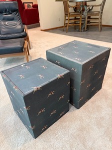 Pair of Upholstered Cube End Tables