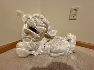 Large White Dog Statue