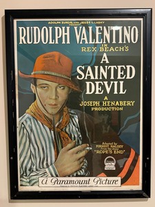 Vintage 1924 Rudolph Valentino a Sainted Devil Framed Poster