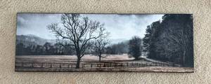 A Cloudy Day Framed Landscape Wall Art Print 12x36 Black