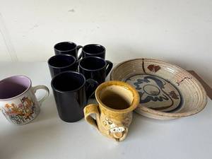 Mixed Pottery Lot Dansk Bistro Mugs Palitz Figural Bowl 8 Pc