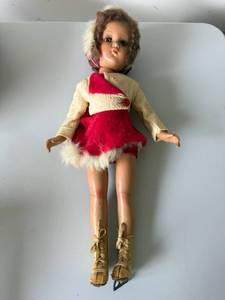 Vintage Hard Plastic Ice Skater Doll Red Winter Outfit Figure Fair
