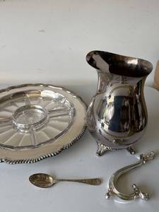WMF Ikora Germany Silverplate Pitcher Tray Spoon Mixed Tableware Lot