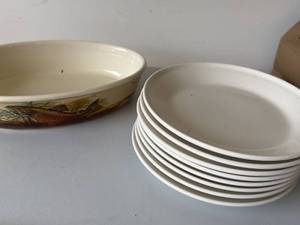Hall China Oval Gratin Dishes & Trout Casserole 9 Pc Stoneware Lot
