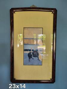 Framed Bull Artwork 23 X 14
