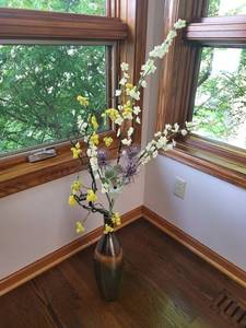 Decorative Floor Vase With Floral Stems