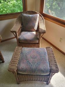 Wicker Lounge Chair & Ottoman Set