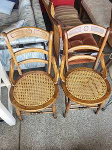Pair of Cane Back Dining Chairs