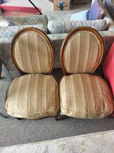Pair of Upholstered Wood Side Chairs