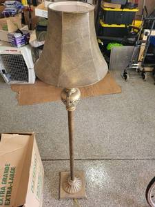 Bronze-Tone Floor Lamp With Textured Shade