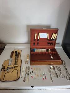 Sheffield England Firth Stainless Flatware Set in Wooden Chest Mixed Lot