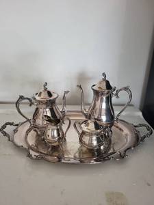 Ornate Silver-Plated 5-Piece Tea Service Set