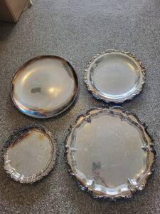 Mixed Lot Silver Decorative Trays (Lot of 4)