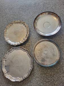 Towle 9480 Heated Serving Tray & 3 Silver Trays (Lot of 4)