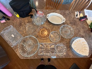 Lot of Vintage Glass Serving Dishes Milk Glass Pink Depression Tray