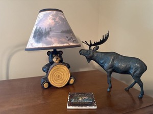 Lot of Cabin Lodge Decor Bear Lamp Moose Figurine Beer Coaster