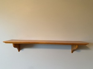 Lot of 2 Unbranded Oak Wall Display Shelves with Scroll Brackets Approx 27 and 34 wide