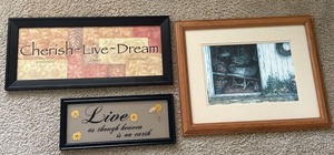 Framed Wall Art Decor Lot Farmhouse Print & Inspirational Signs