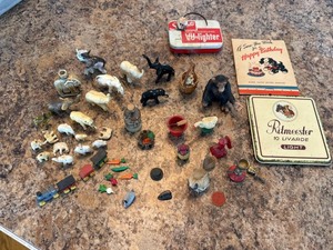 Vintage Miniature Animal Figurines Tobacciana Tin Ephemera Lot