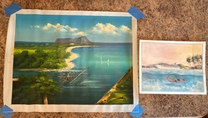 Lot of Tropical Scenic Art Prints Cruise Ship Island Beach Decor